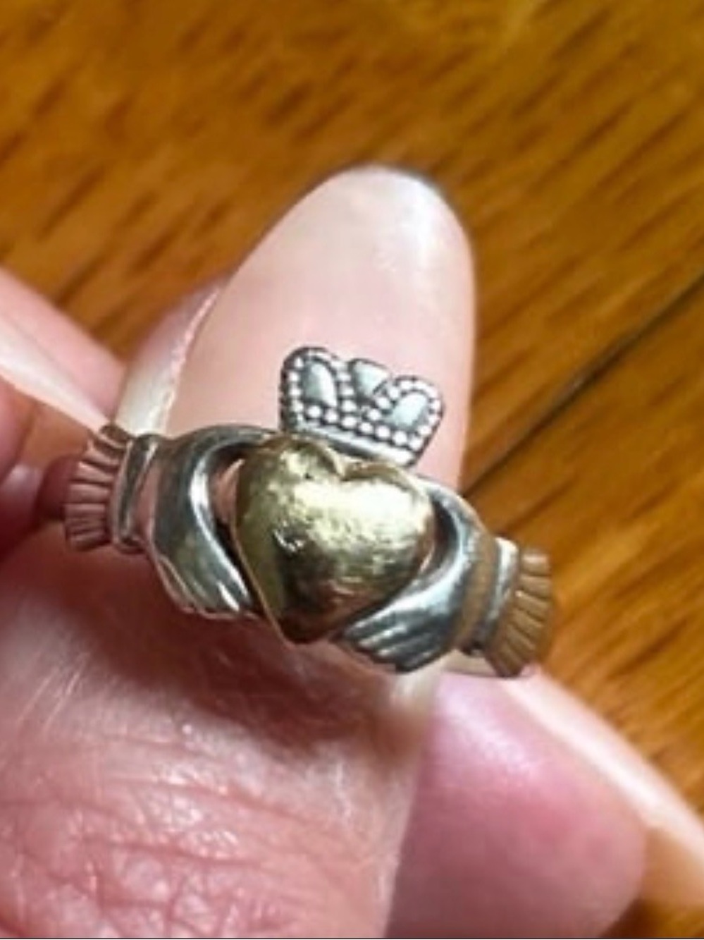 Two-Tone Claddagh Ring with Gold Heart